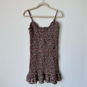 Kendall Lane Floral Smocked Dress - Pink Green Tan